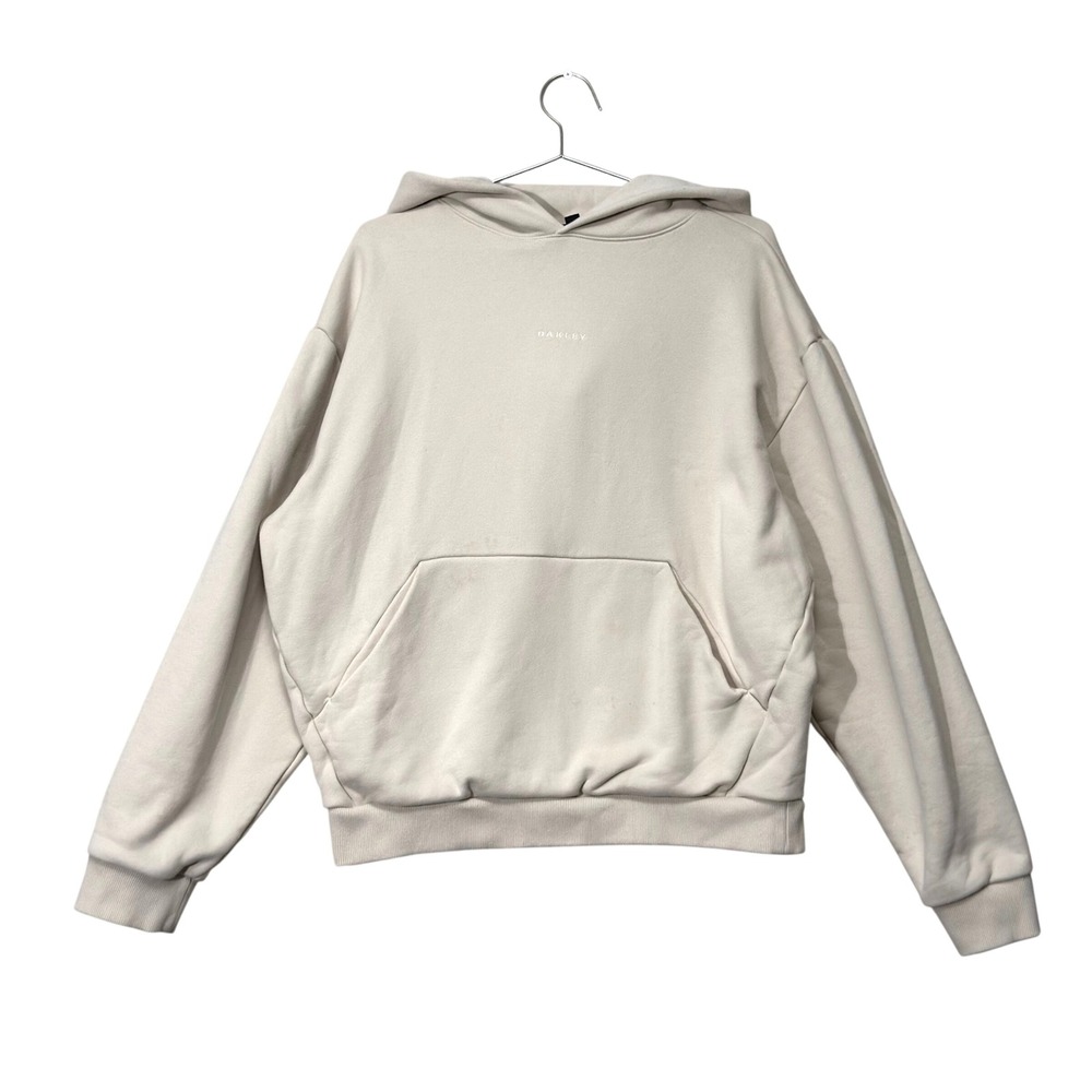 Oakley Icon Alliance Boxy Fit Hoodie Mens M Cream Flag Football Sweatshirt